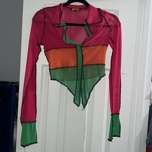 Fashion Nova Mesh contrast stitch top